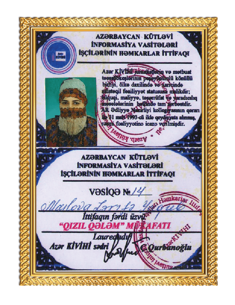 04.11.2015-ci il Media İşçiləri Birliyi tərəfindən "Qızıl Qələm" mükafatına layiq görülmüşdür