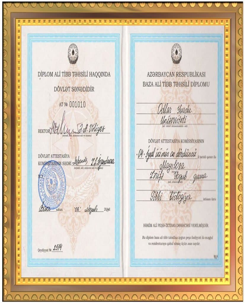06.11.2011 — «Odlar Yurdu» Universitetinin Tibbi Biologiya fakültəsini bitirmə
